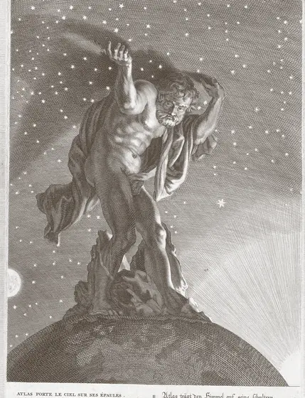 Atlas, debout sur sa montagne, porte la voûte étoilée du ciel